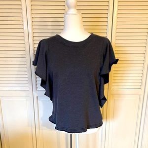 Michael Stars Too/ Michael Stars Ariana Flutter Sleeve Sweatshirt weight tee